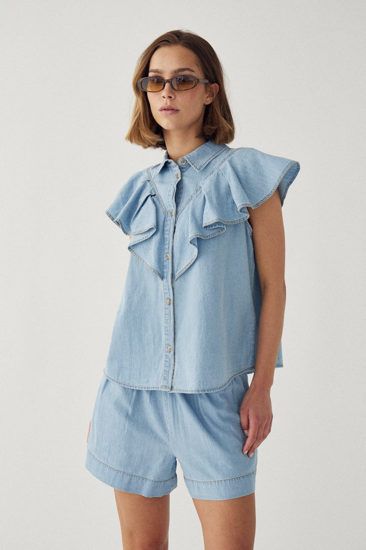 Noella - N-Micaela Ss Shirt 13320004 - 1456 - Light Wash Skjorter 