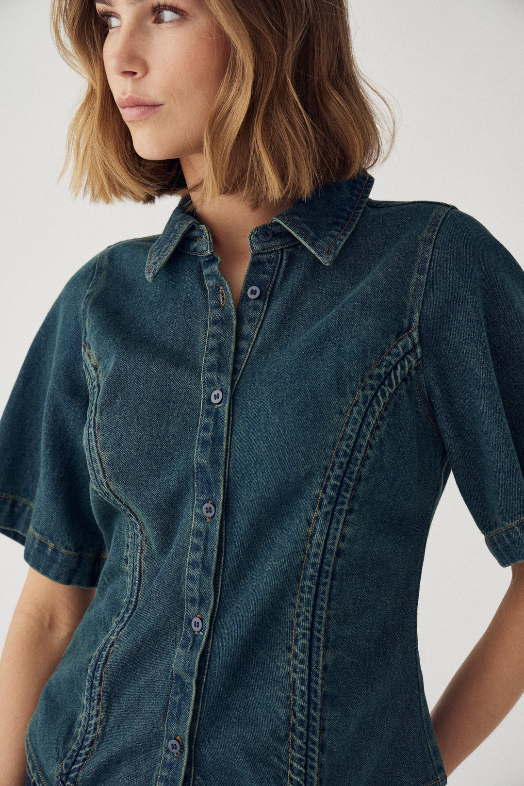 Noella - N-Micaiah Ss Blouse 15150004 - 1056 - Vintage Blue Wash Bluser 