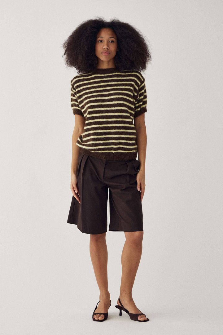 Noella - N-Monikah Ss Knit 16570003 - 1536 - Brown Yellow Stripe Strikbluser 