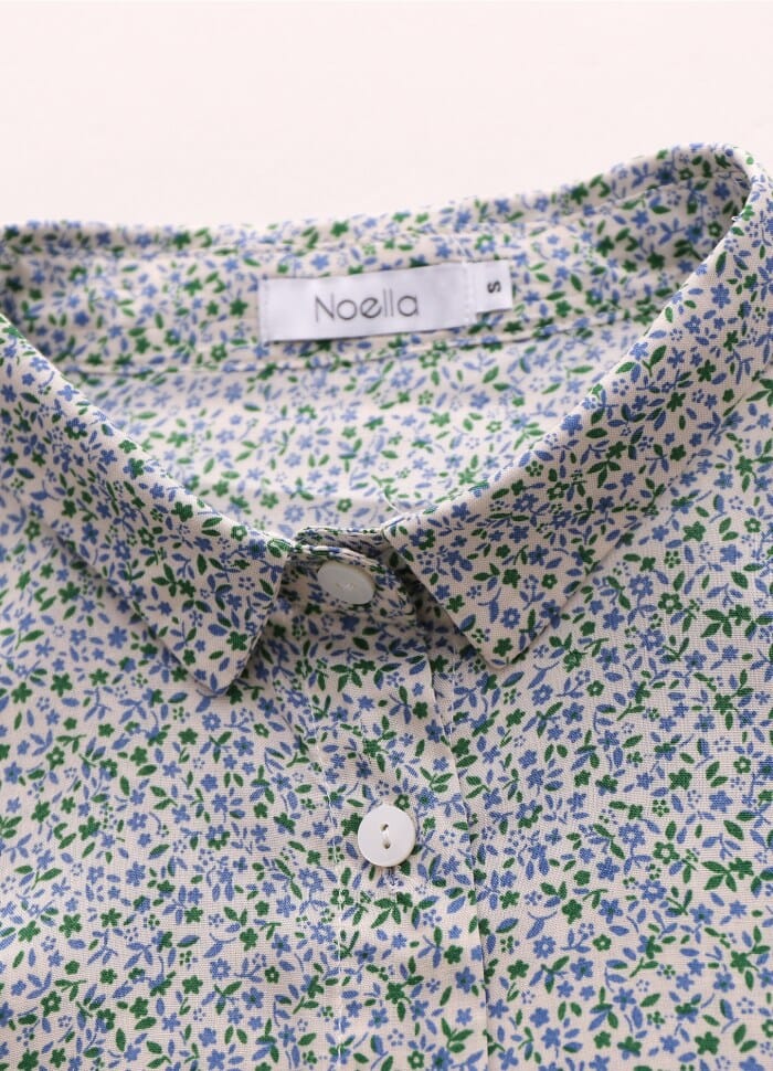 Noella - Nemu Shirt Viscose - Green/Blue Flower Skjorter 