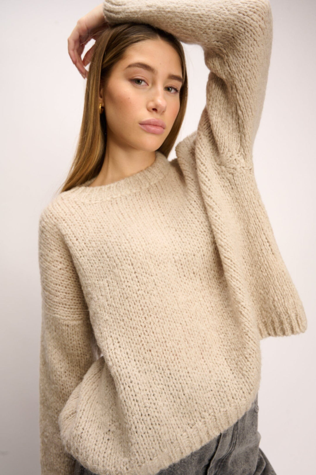Noella - Renn Knit Sweater - 021 Sand Strikbluser 
