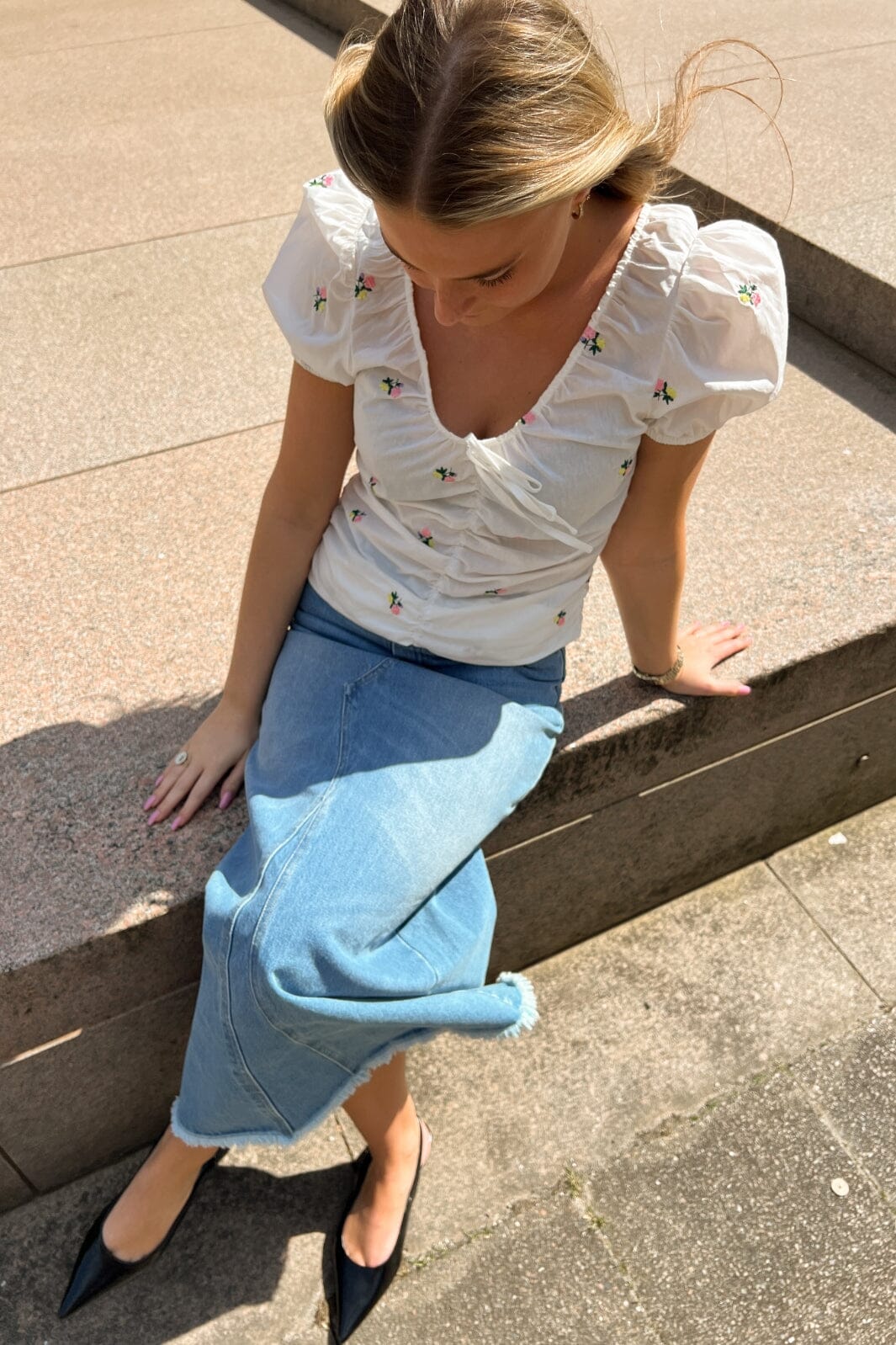 Noella - Rory Denim Skirt - Light Blue Washed Nederdele 