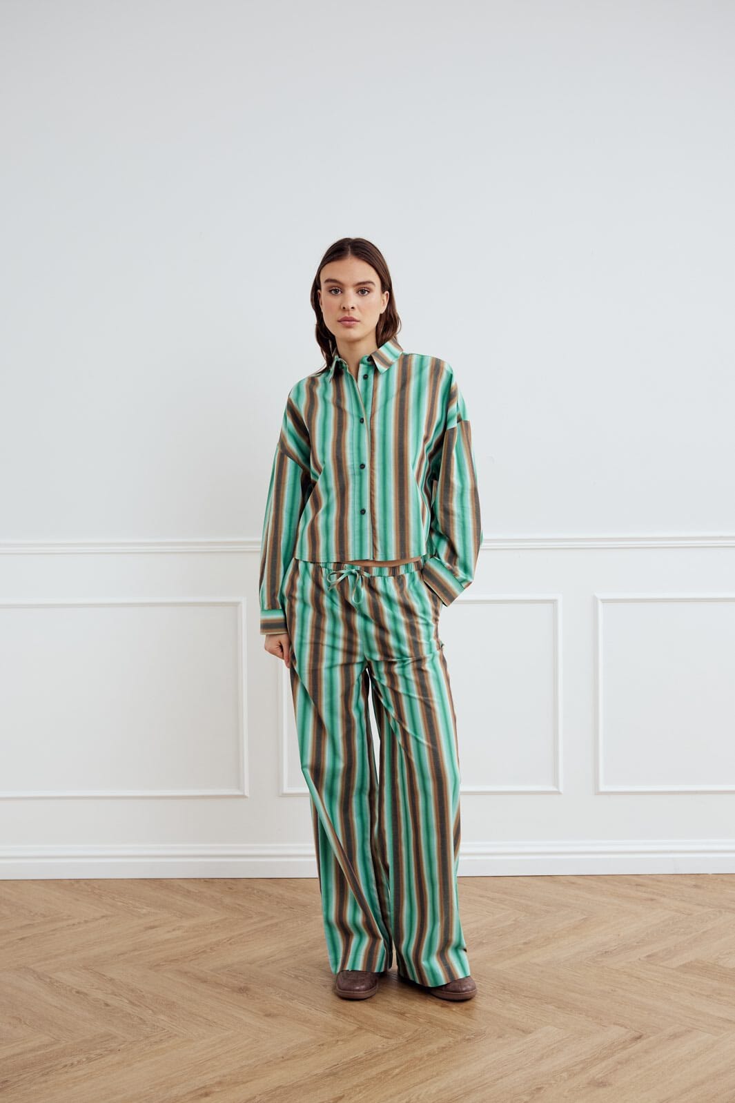 Noella - Samira Pants 13900002 - 1368 - Cosma Green Stripe