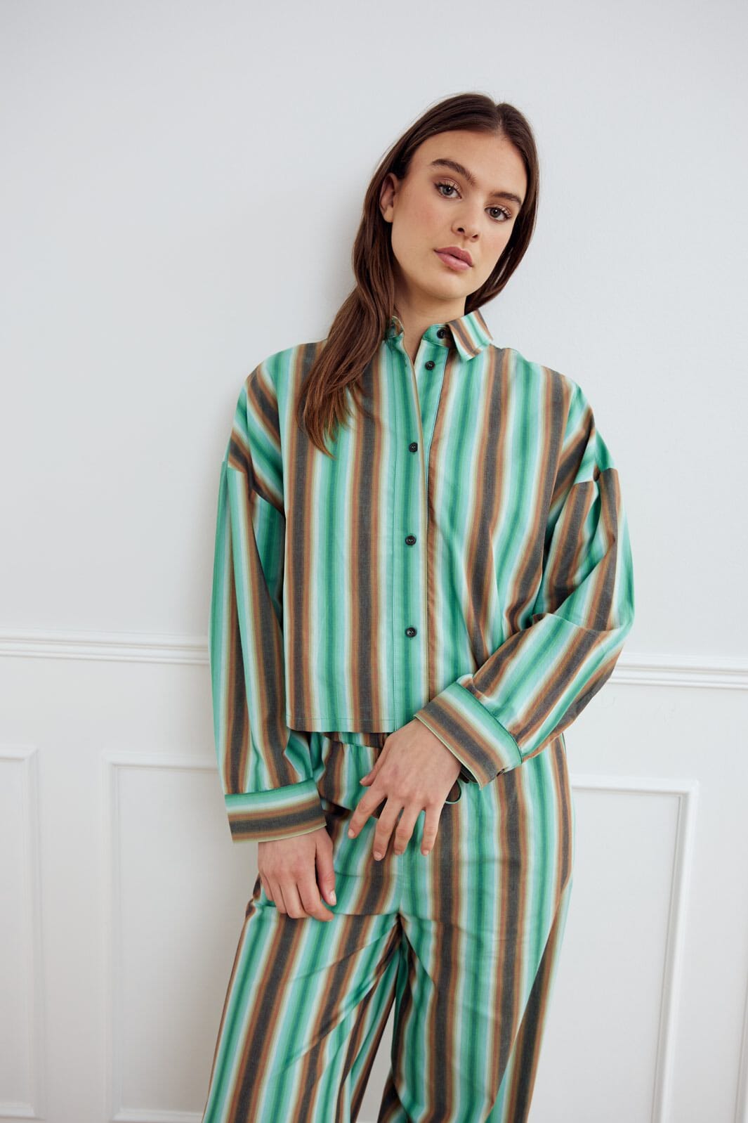 Noella - Samira Pants 13900002 - 1368 - Cosma Green Stripe