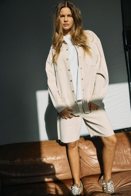 Noisy May - Nmalva L/S Colored Denim Shacket Box - 4915183 Pumice Stone