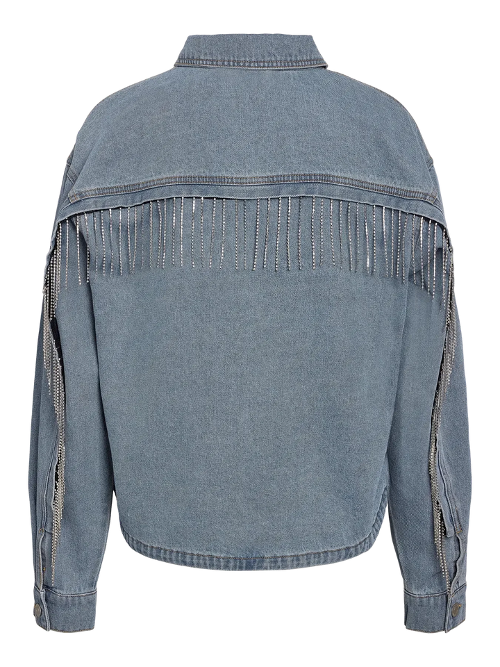Noisy May - Nmalva L/S Shacket W Fringe Bs039Lb - 4944548 Light Blue Denim Jakker 