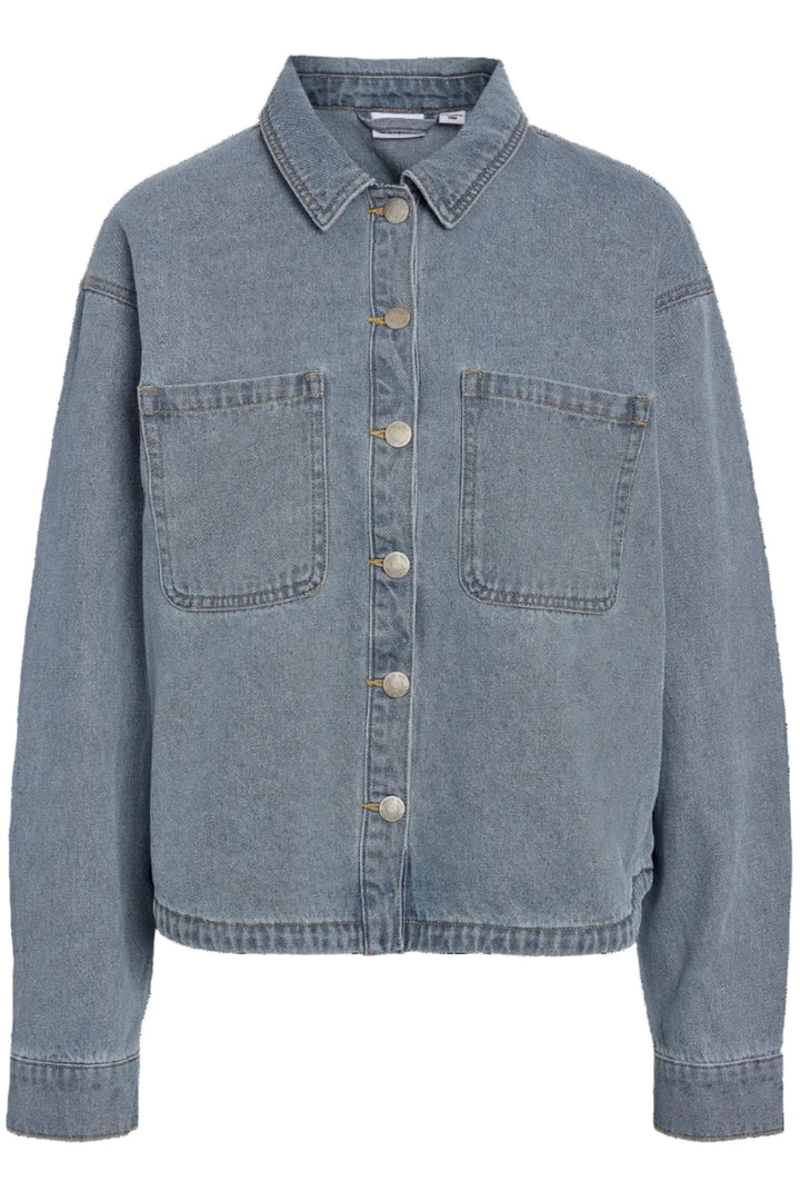 Noisy May - Nmalva L/S Shacket W Fringe Bs039Lb - 4944548 Light Blue Denim Jakker 