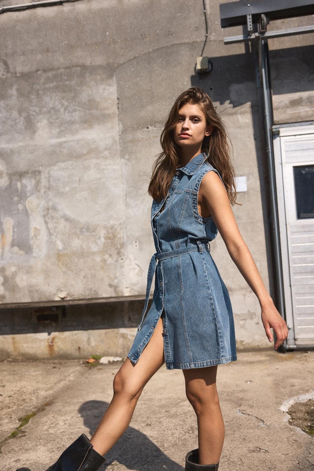 Noisy May - Nmalvi S/L Short Tie Dress Bs023Mb - 4759543 Medium Blue Denim