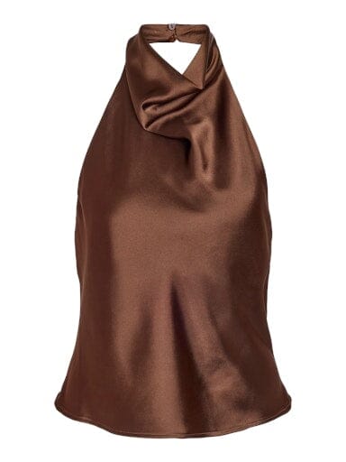 Noisy May - Nmbrisa Highneck Satin Top Tnt/17 - 5142877 Chocolate Brown Toppe 