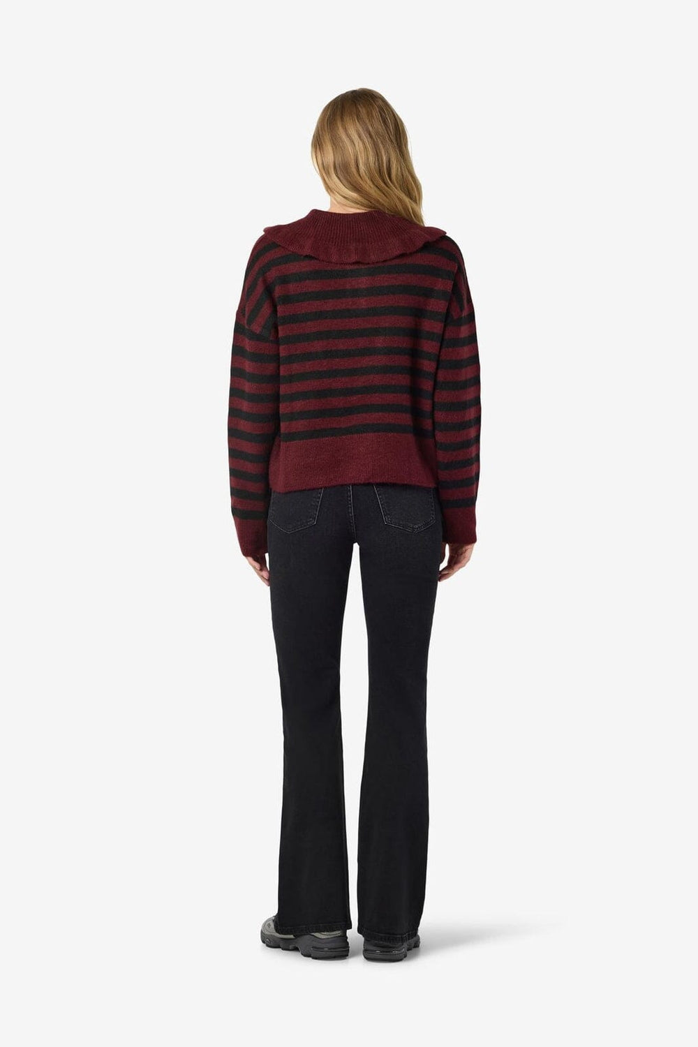 Noisy May - Nmbrooke L/S Frill Collar Knit - 4924582 Windsor Wine Black