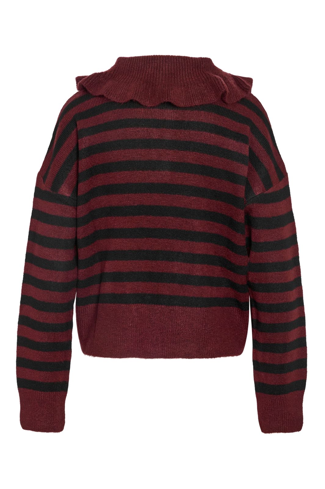 Noisy May - Nmbrooke L/S Frill Collar Knit - 4924582 Windsor Wine Black
