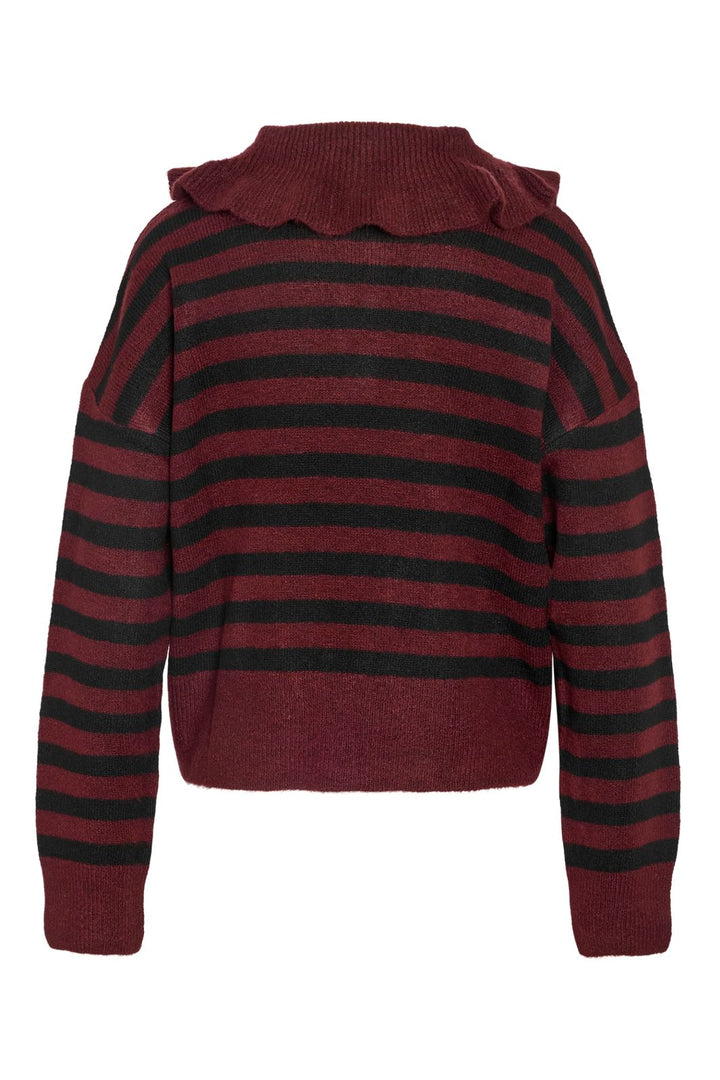 Noisy May - Nmbrooke L/S Frill Collar Knit - 4924582 Windsor Wine Black