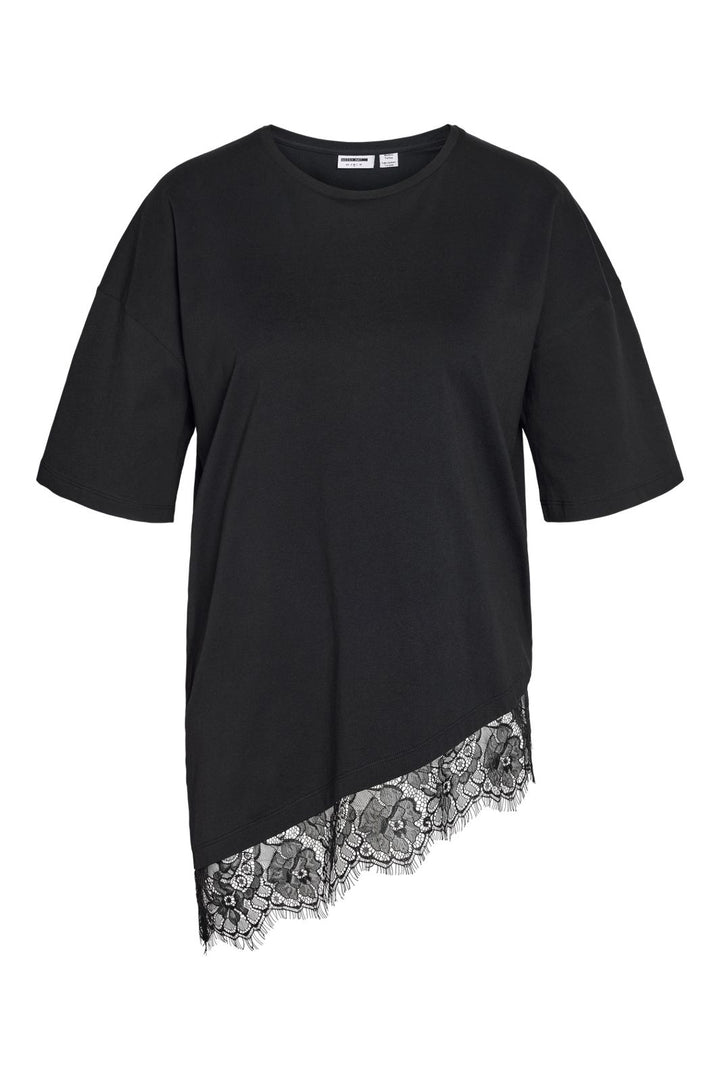 Noisy May - Nmeasy Lace Detail S/S T-Shirt - 5085999 Black Black Lace