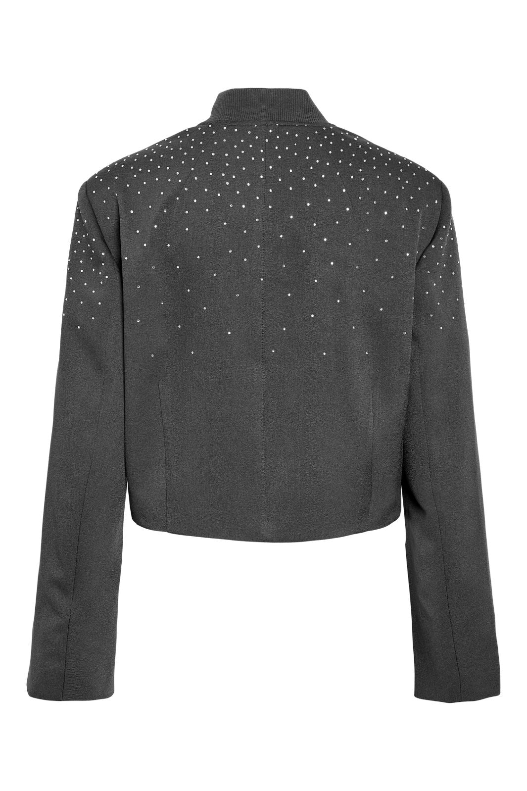 Noisy May - Nmellie Rhinestone Cropped Jacket Fwd - 4847913 Dark Grey Melange