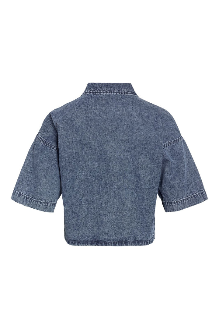 Noisy May - Nmenza S/S Reg Crop Shirt Mg004Mb - 4919938 Medium Blue Denim