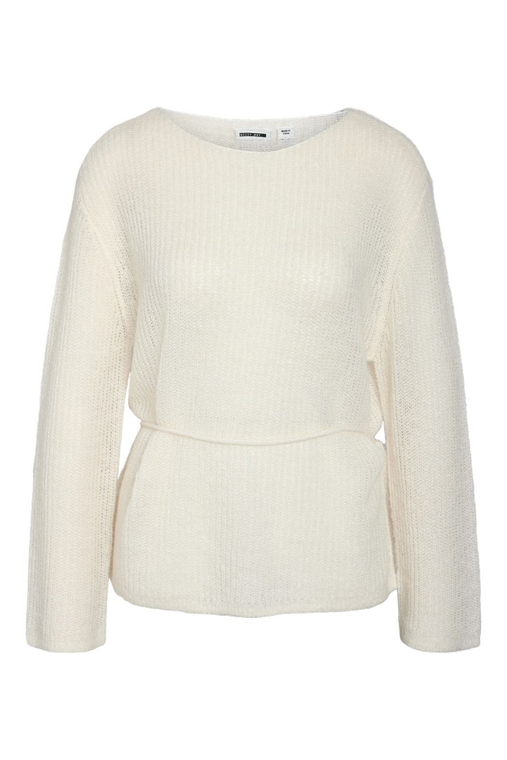 Noisy May - Nmesme L/S O-Neck Tie Knit Fwd - 5034349 Birch