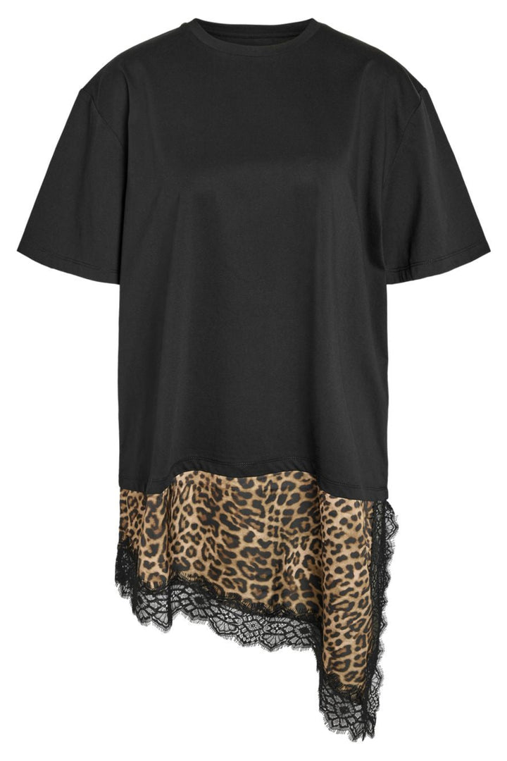 Noisy May - Nmfilla S/S Oversize Satin T-Shirt - 5190999 Black Leo