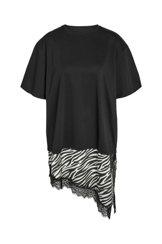 Noisy May - Nmfilla S/S Oversize Satin T-Shirt - 5191000 Black Zebra