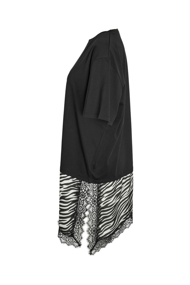 Noisy May - Nmfilla S/S Oversize Satin T-Shirt - 5191000 Black Zebra