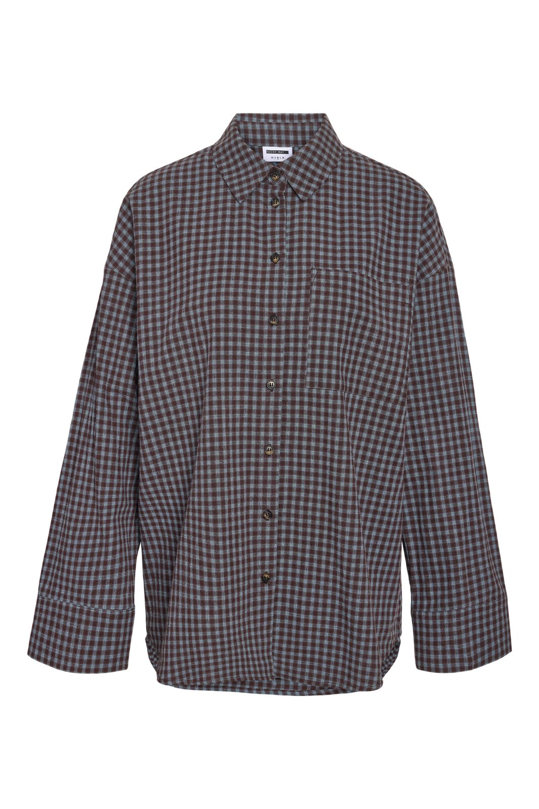 Noisy May - Nmhailey Zoe L/S Check Shirt - 5117231 Chocolate Brown Blue Checks