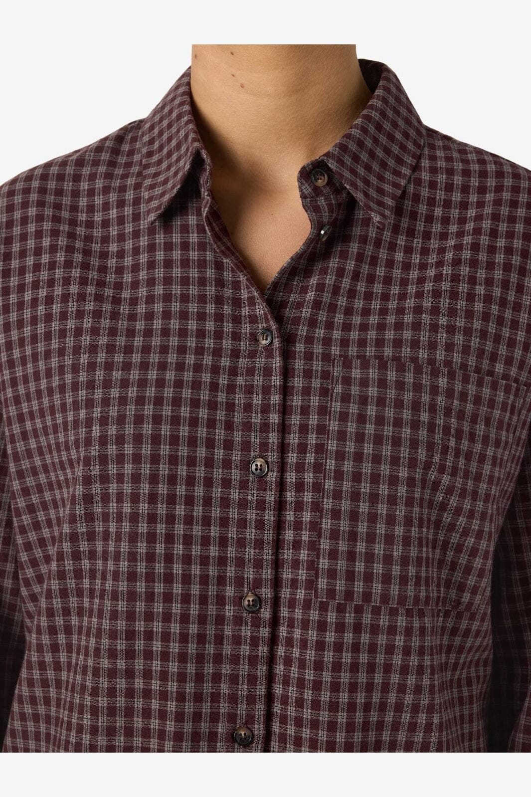 Noisy May - Nmhailey Zoe L/S Check Shirt - 5117232 Chocolate Brown Birch