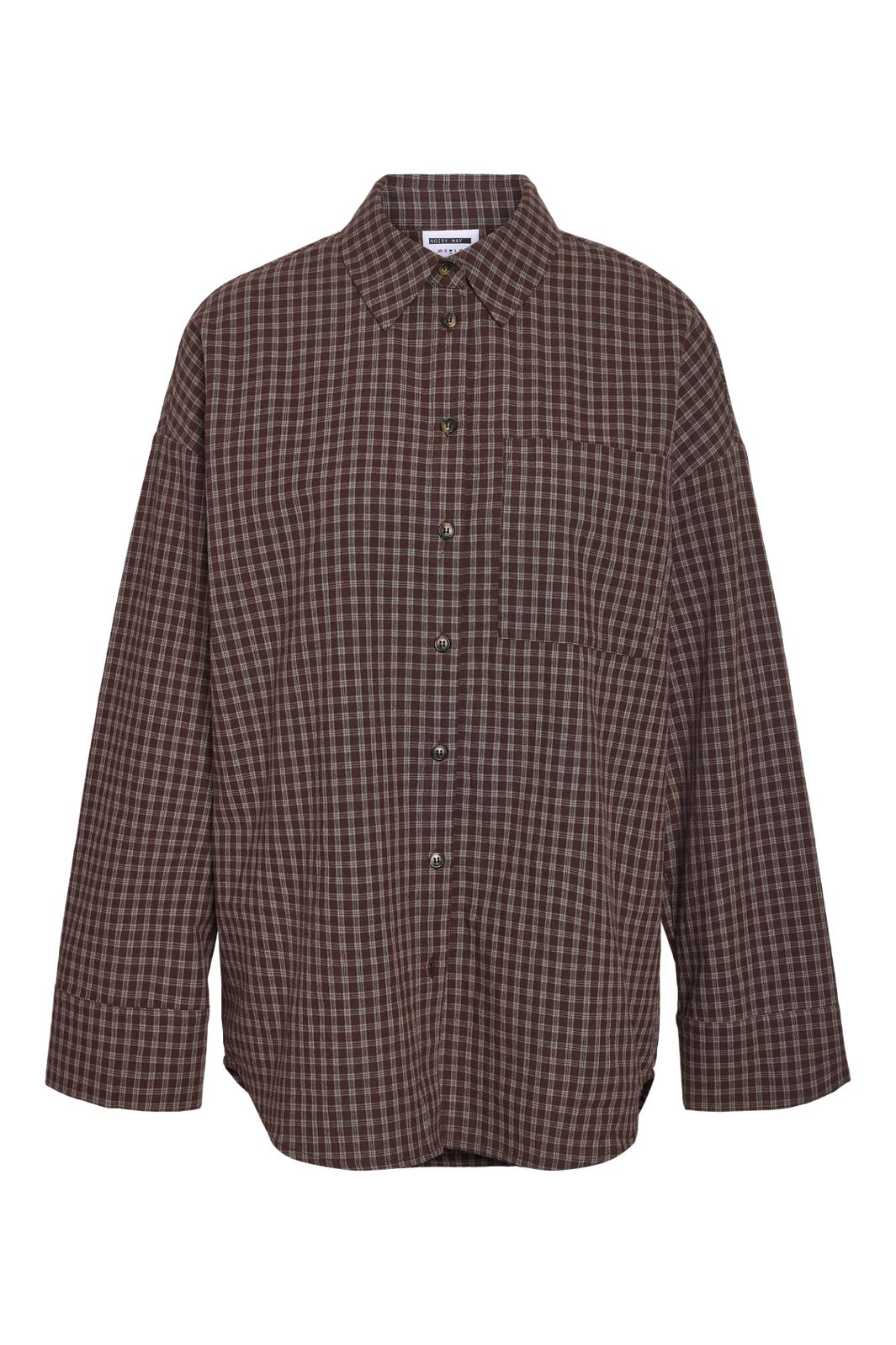 Noisy May - Nmhailey Zoe L/S Check Shirt - 5117232 Chocolate Brown Birch