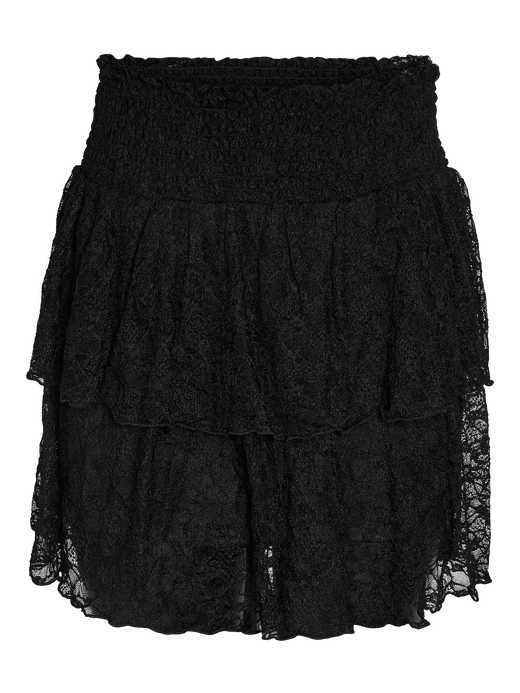 Noisy May - Nmisabel Nw Short Layered Skirt - 4949078 Black Lace Nederdele 