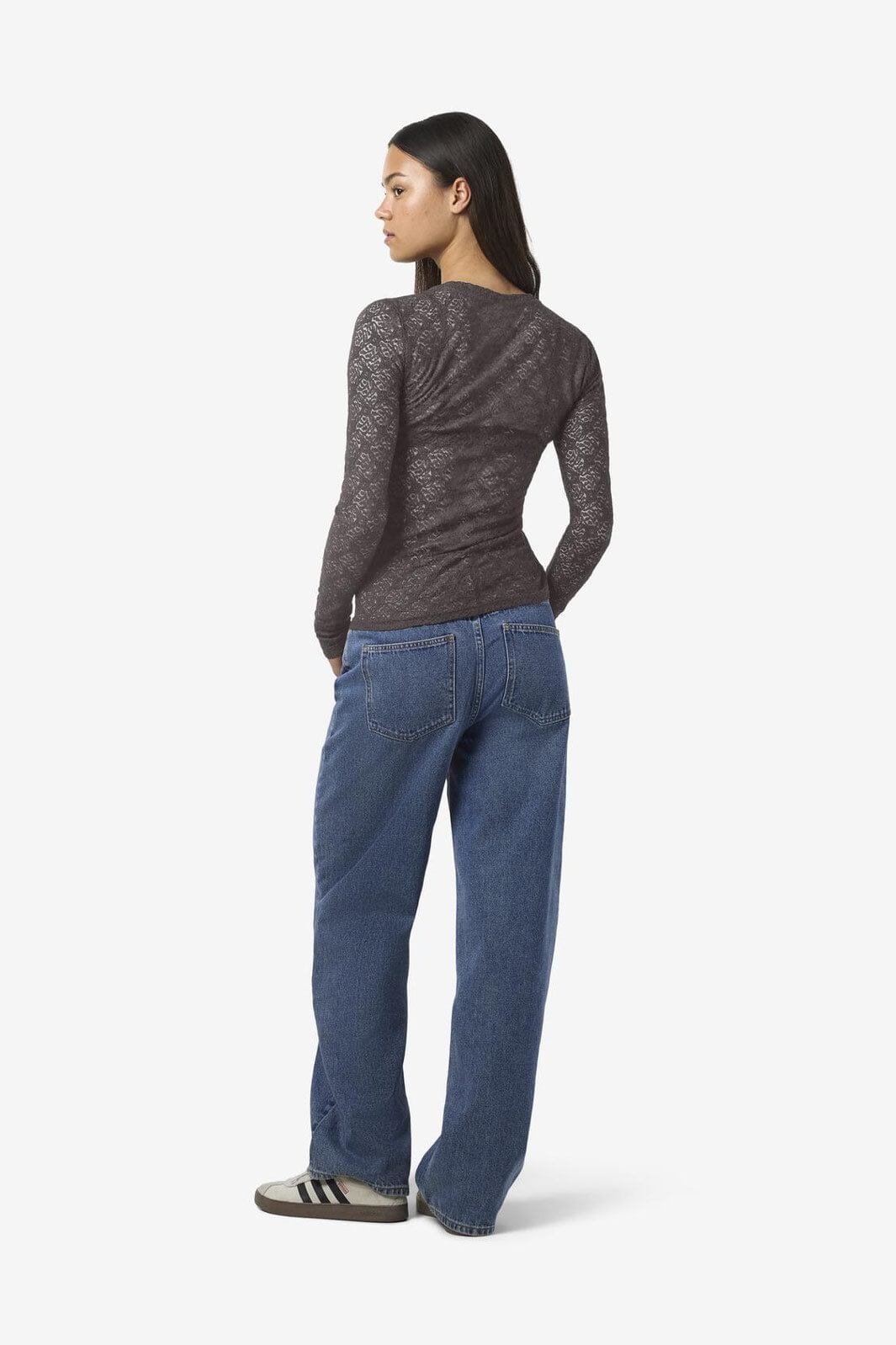 Noisy May - Nmjudith L/S Lace Top - 4793425 Charcoal Gray