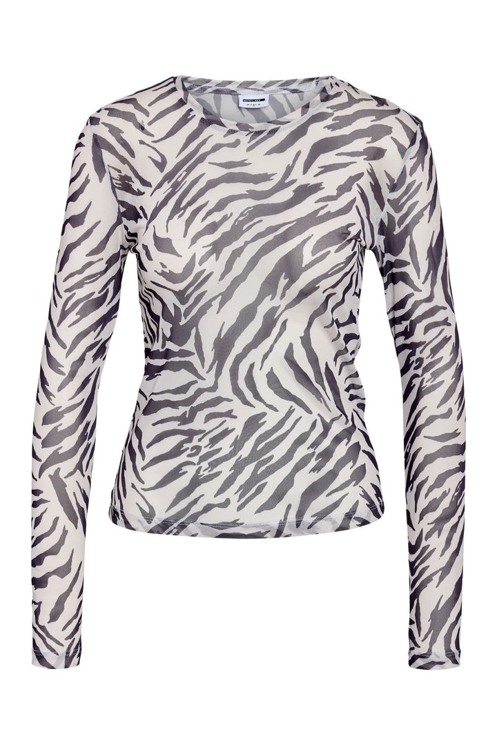 Noisy May - Nmjudith L/S Mesh Top Bg Fwd - 4608437 Black Zebra
