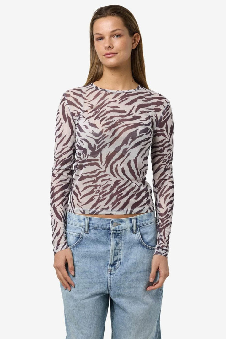 Noisy May - Nmjudith L/S Mesh Top Bg Fwd - 4608437 Black Zebra