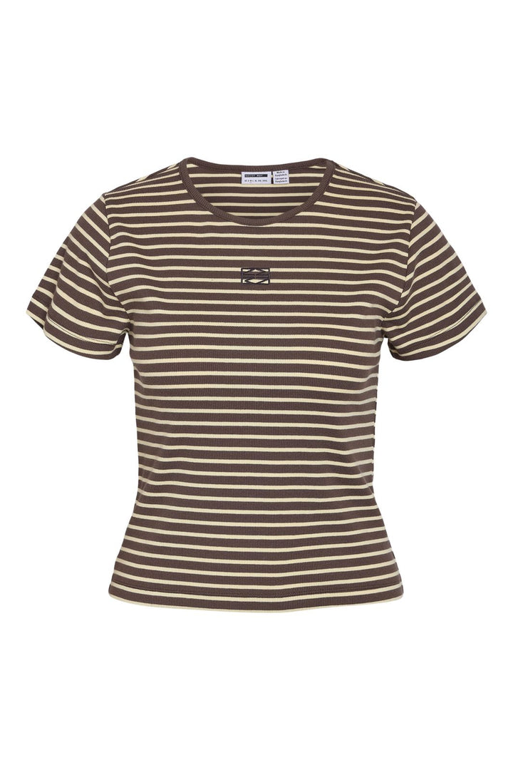 Noisy May - Nmjudy S/S Striped Baby Tee - 5012090 Chocolate Brown French Vanilla