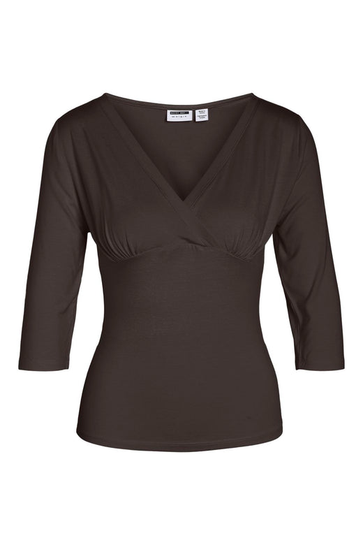 Noisy May - Nmjune 3/4 V-Neck Top - 5249540 Coffee Bean