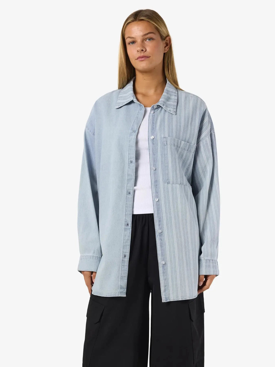 Noisy May - Nmkatri L/S Oversized Shirt Bs006Lb - 4943917 Medium Blue Denim Skjorter 