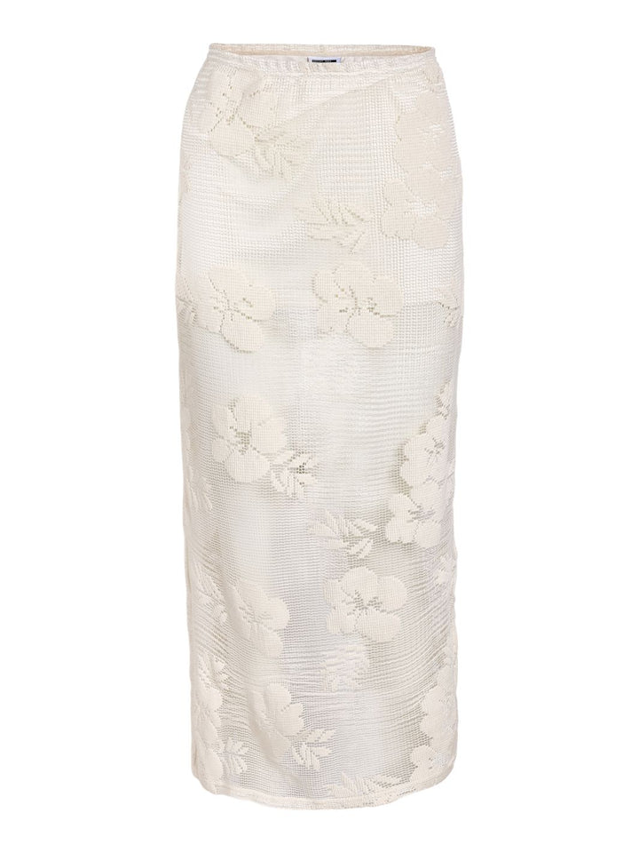 Noisy May - Nmklea Long Flower Lace Back Slit Skirt - 4821930 Birch