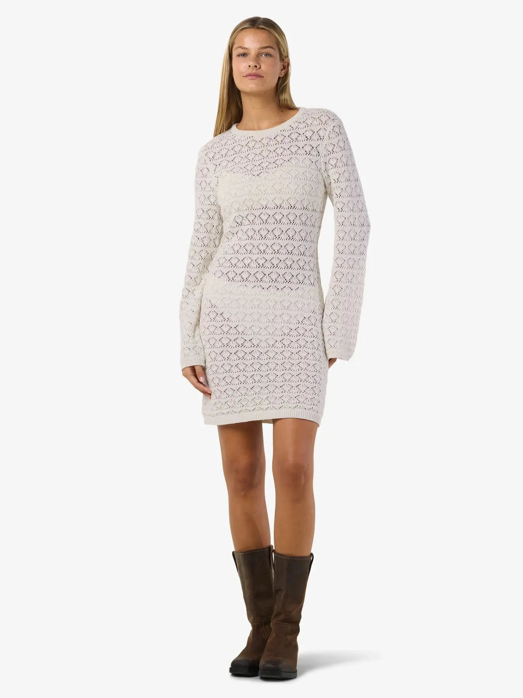 Noisy May - Nmlaika L/S Flared Sleeve Knit Dress Fwd - 4946474 Birch Kjoler 