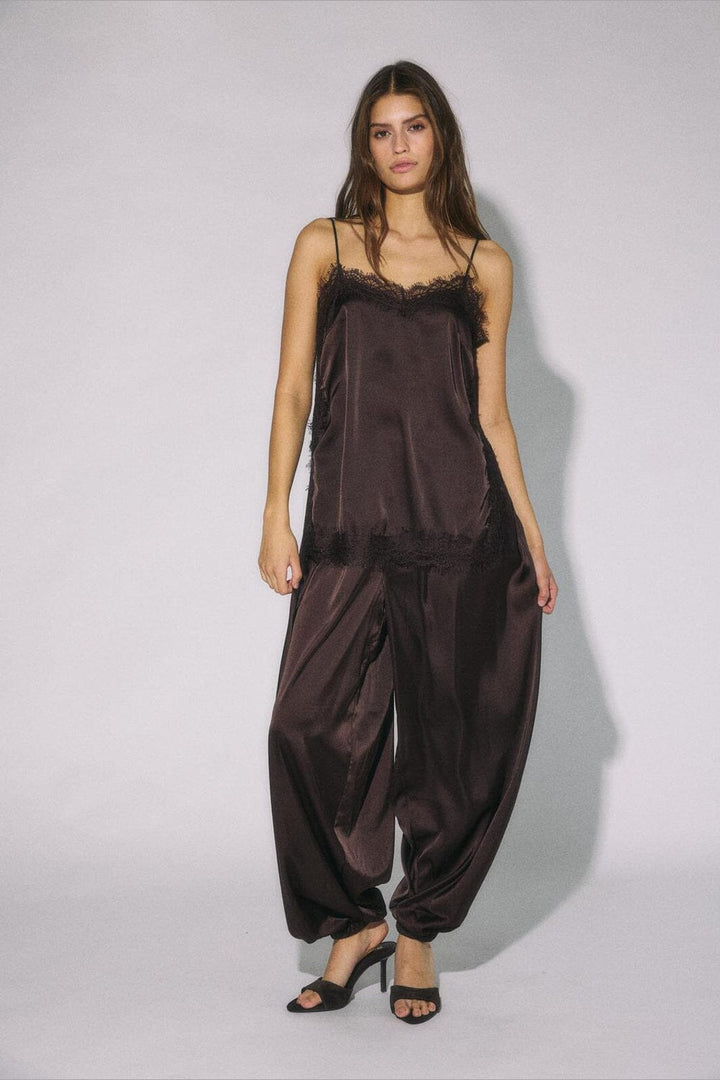 Noisy May - Nmlouise Sl Strap Lace Top - 5081990 Chocolate Brown