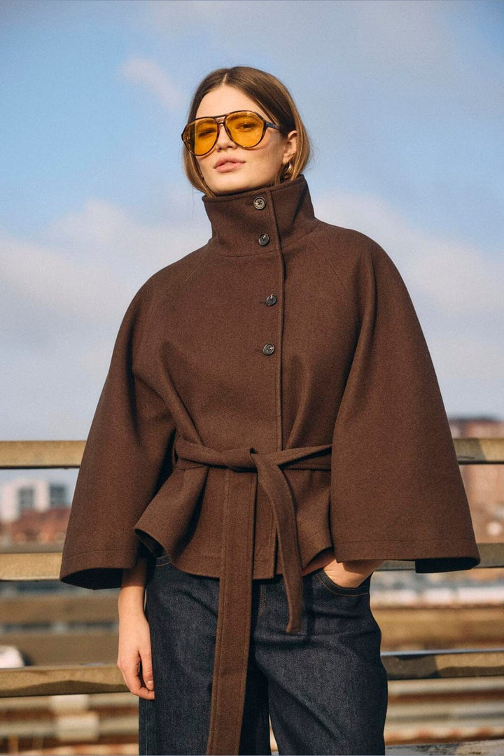 Noisy May - Nmlucy Cape Jacket - 5103003 Chocolate Brown Melange