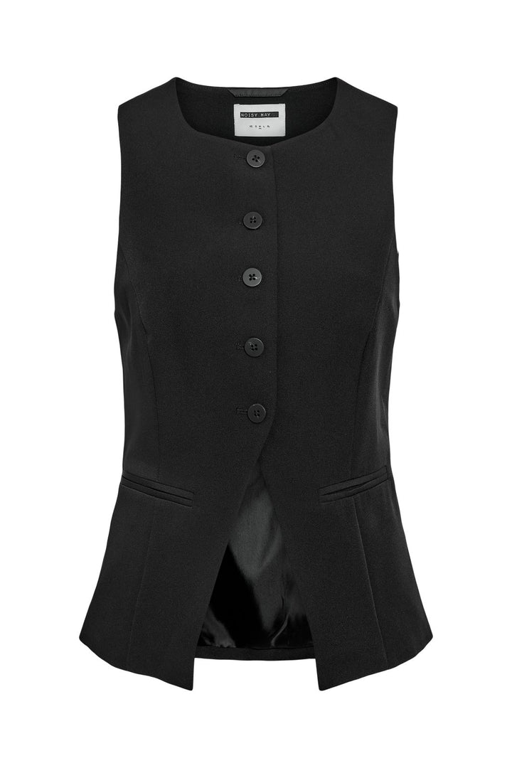 Noisy May - Nmmaile S/L O-Neck Waistcoat Fwd - 4821278 Black