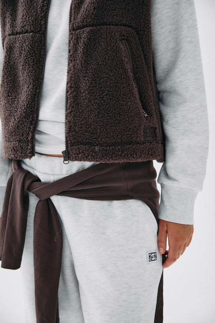 Noisy May - Nmmasey Short Teddy Vest - 5138440 Chocolate Brown