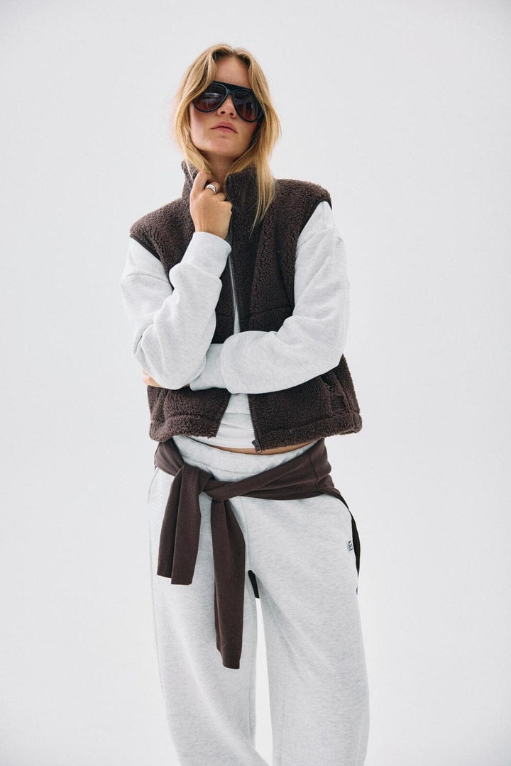 Noisy May - Nmmasey Short Teddy Vest - 5138440 Chocolate Brown