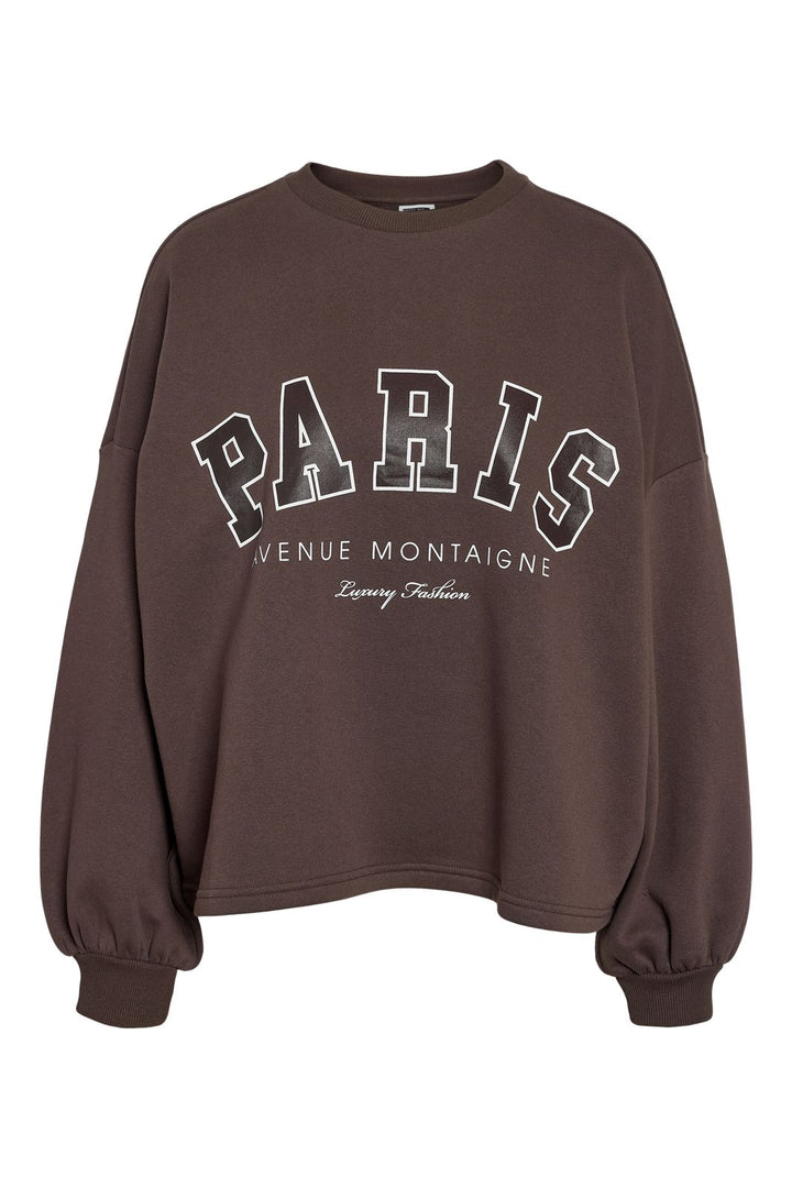 Noisy May - Nmmellie L/S Crew Neck Sweat - 5018980 Chocolate Brown Print
