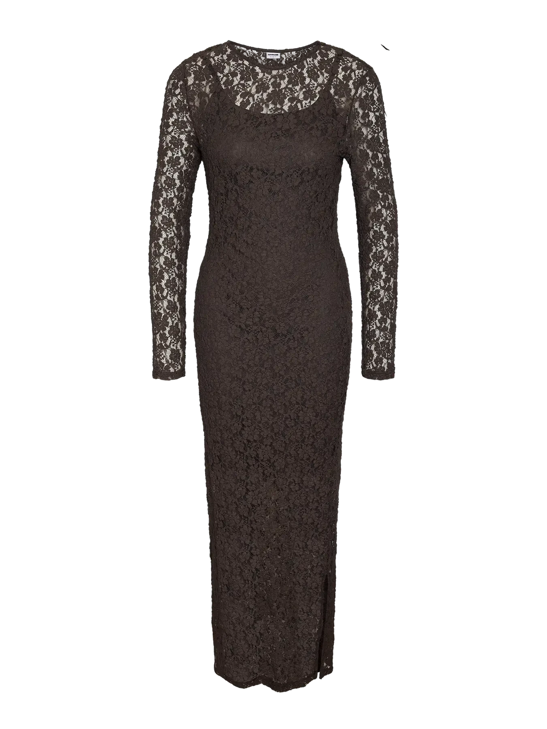 Noisy May - Nmmiriam L/S Maxi Lace Dress - 5064757 Chocolate Brown Kjoler 