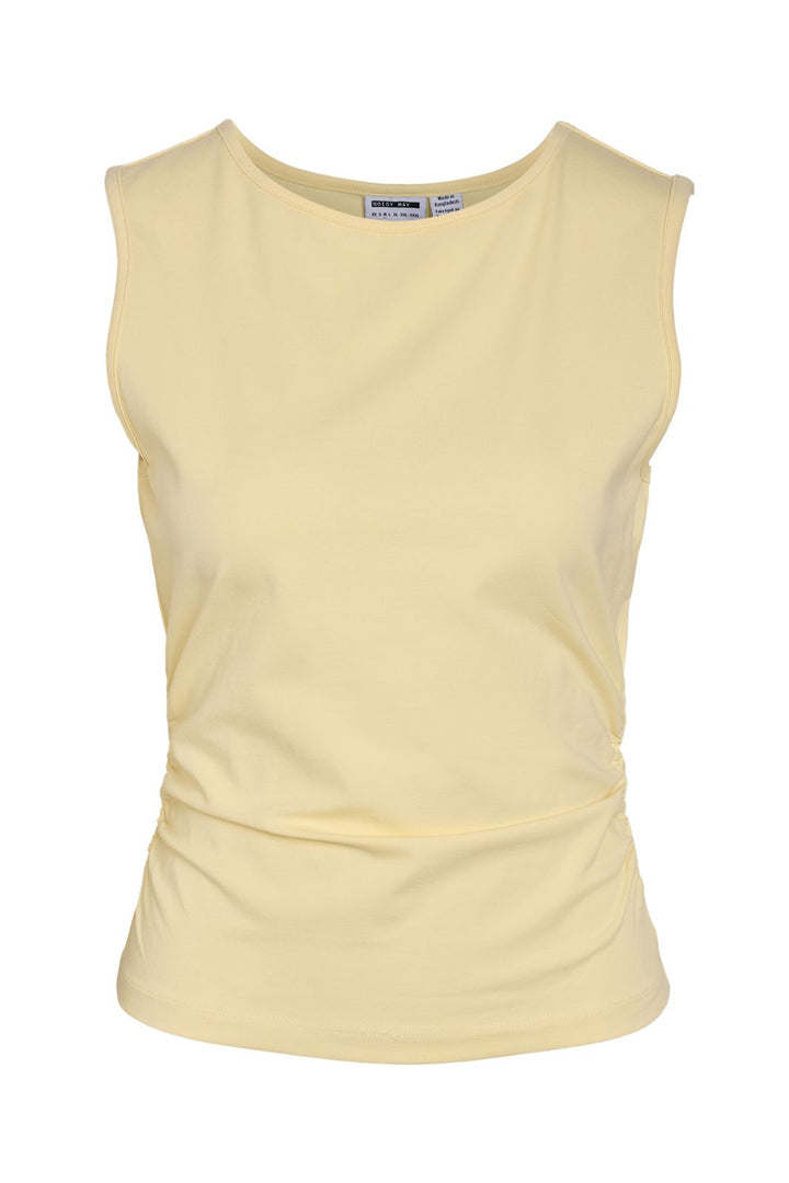Noisy May - Nmmolly S/L O-Neck Ruching Top - 5025828 French Vanilla