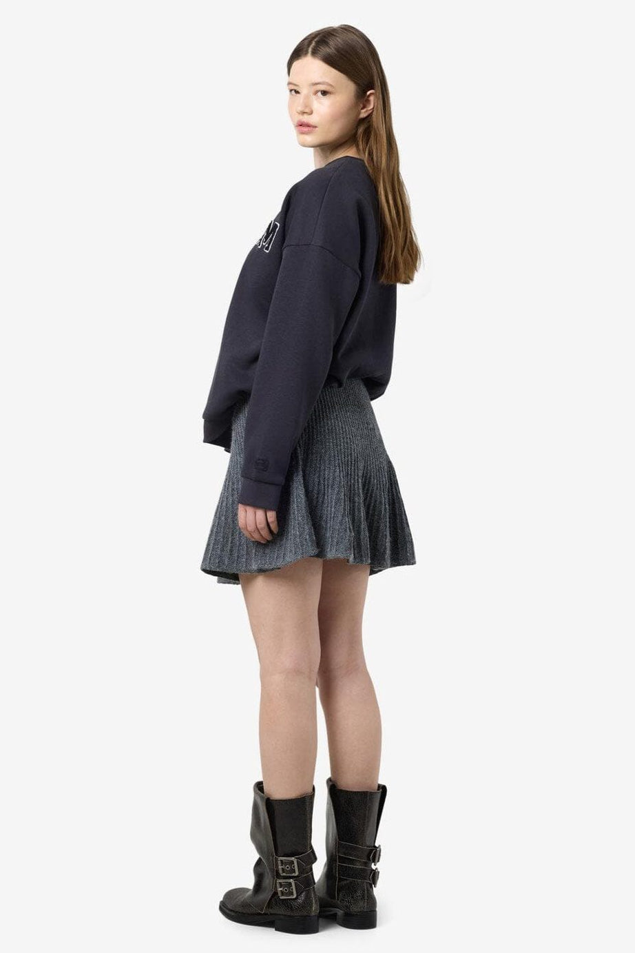 Noisy May - Nmnola Nw Pleated Knit Skirt Fwd - 4805687 Medium Grey Melange