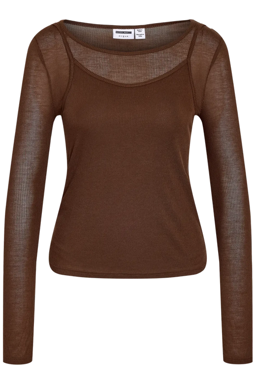 Noisy May - Nmnusa L/S Doublelayer Top - 5144780 Chocolate Brown Bluser 
