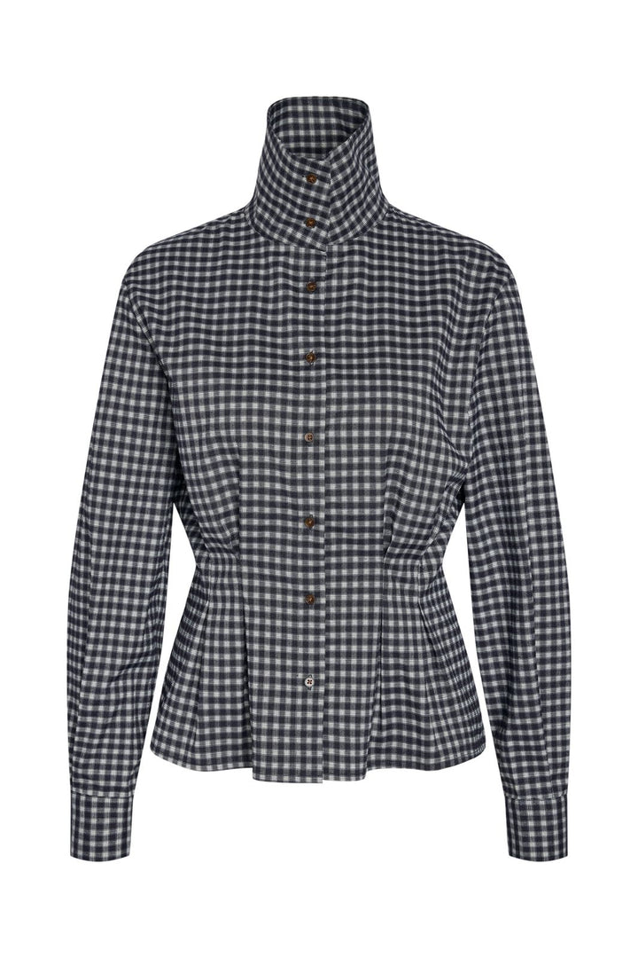 Noisy May - Nmpamila Highneck L/S Detail Shirt - 5224958 Navy Blazer White