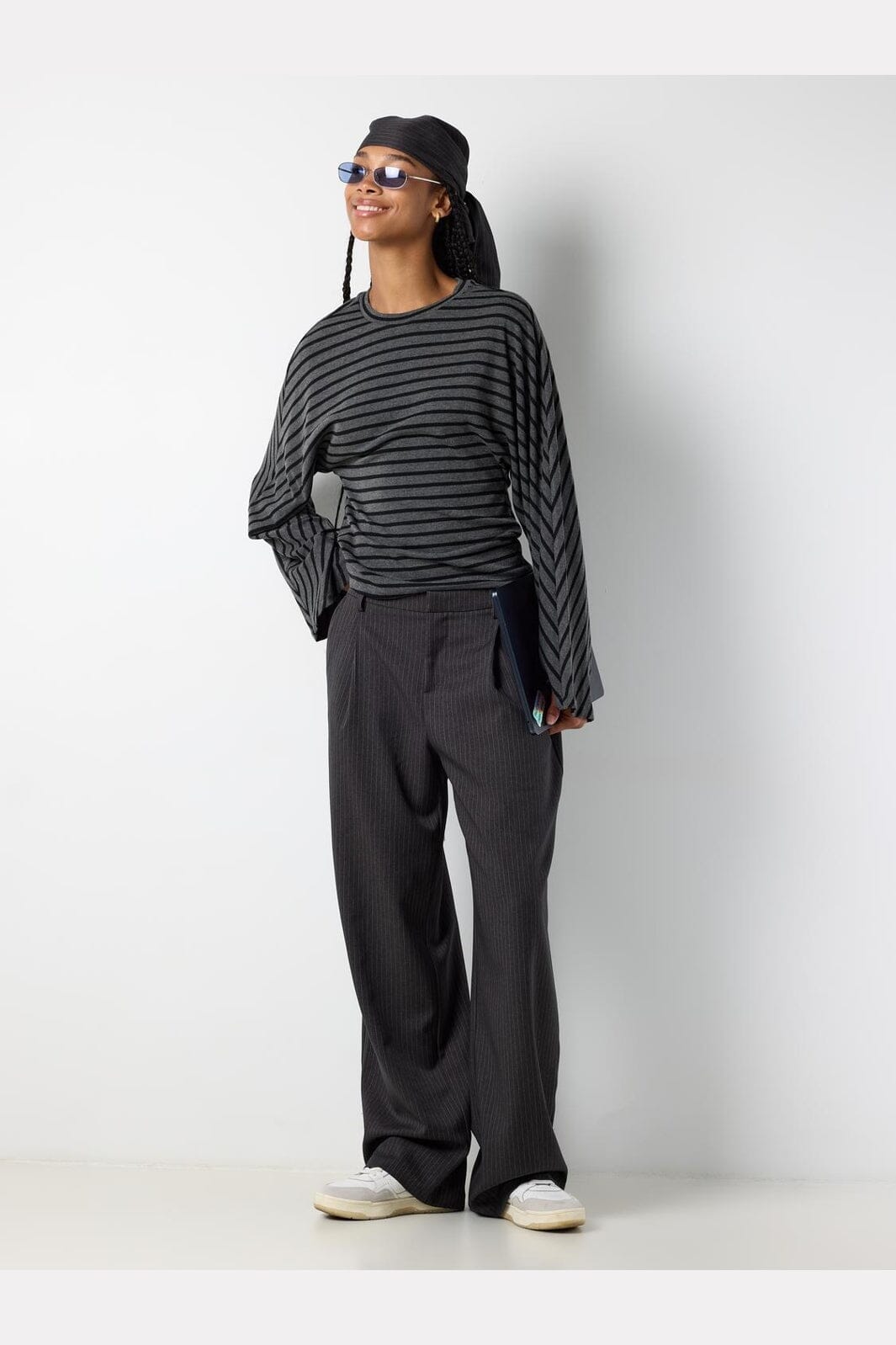 Noisy May - Nmpine Pinstripe Scarf Pant Tnt/20 - 5213288 Charcoal Gray Pinstripe
