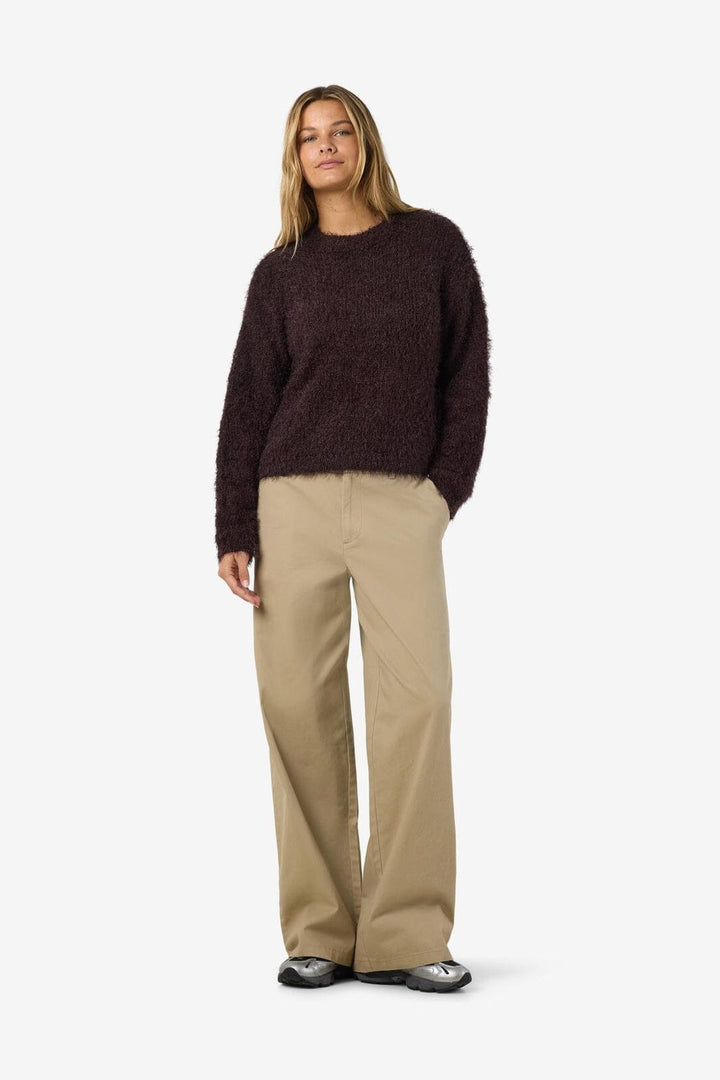 Noisy May - Nmsassy L/S O-Neck Knit - 5026310 Chocolate Plum