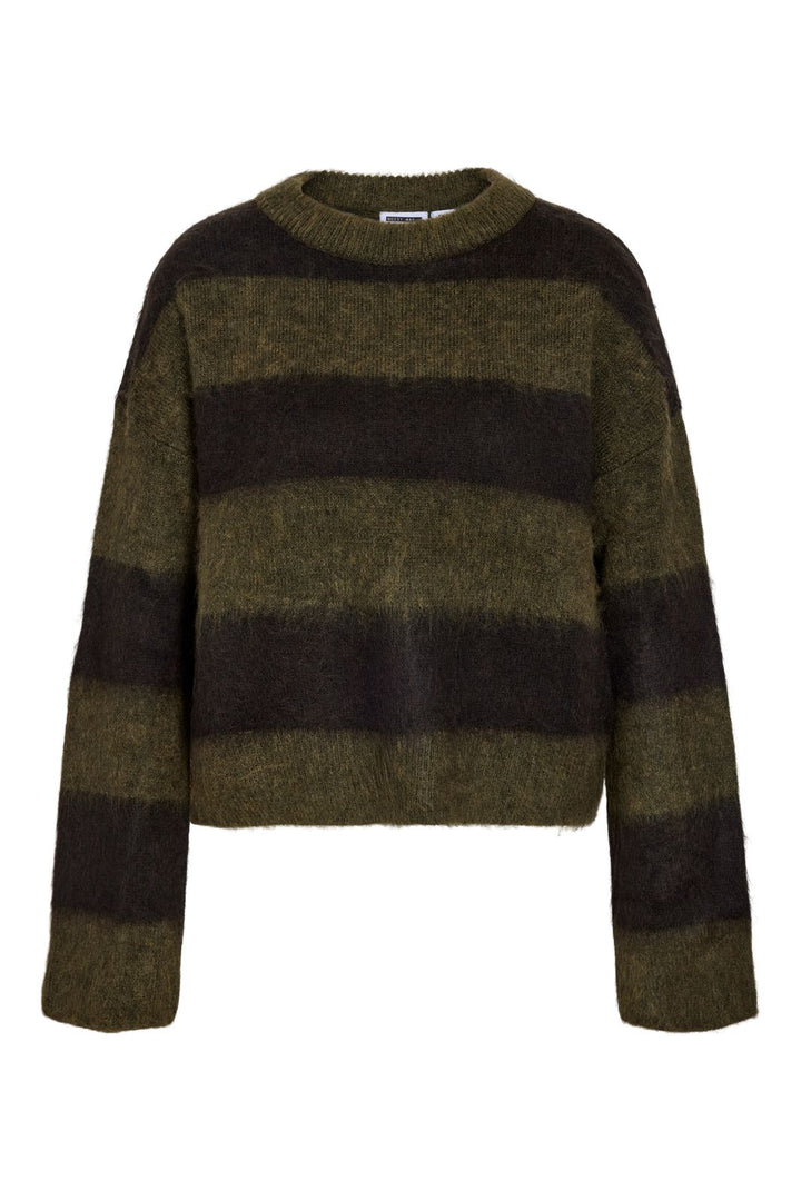 Noisy May - Nmsoff L/S O-Neck Knit - 5149942 Avocado Chocolate Brown