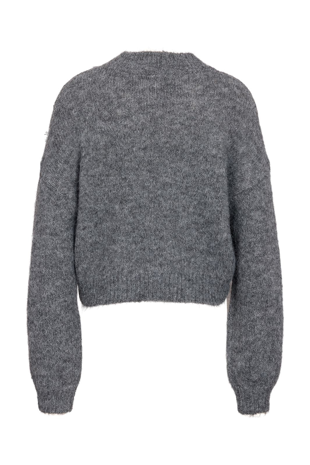 Noisy May - Nmsutton L/S O-Neck Lace Knit Fwd - 4986587 Dark Grey Melange Lace